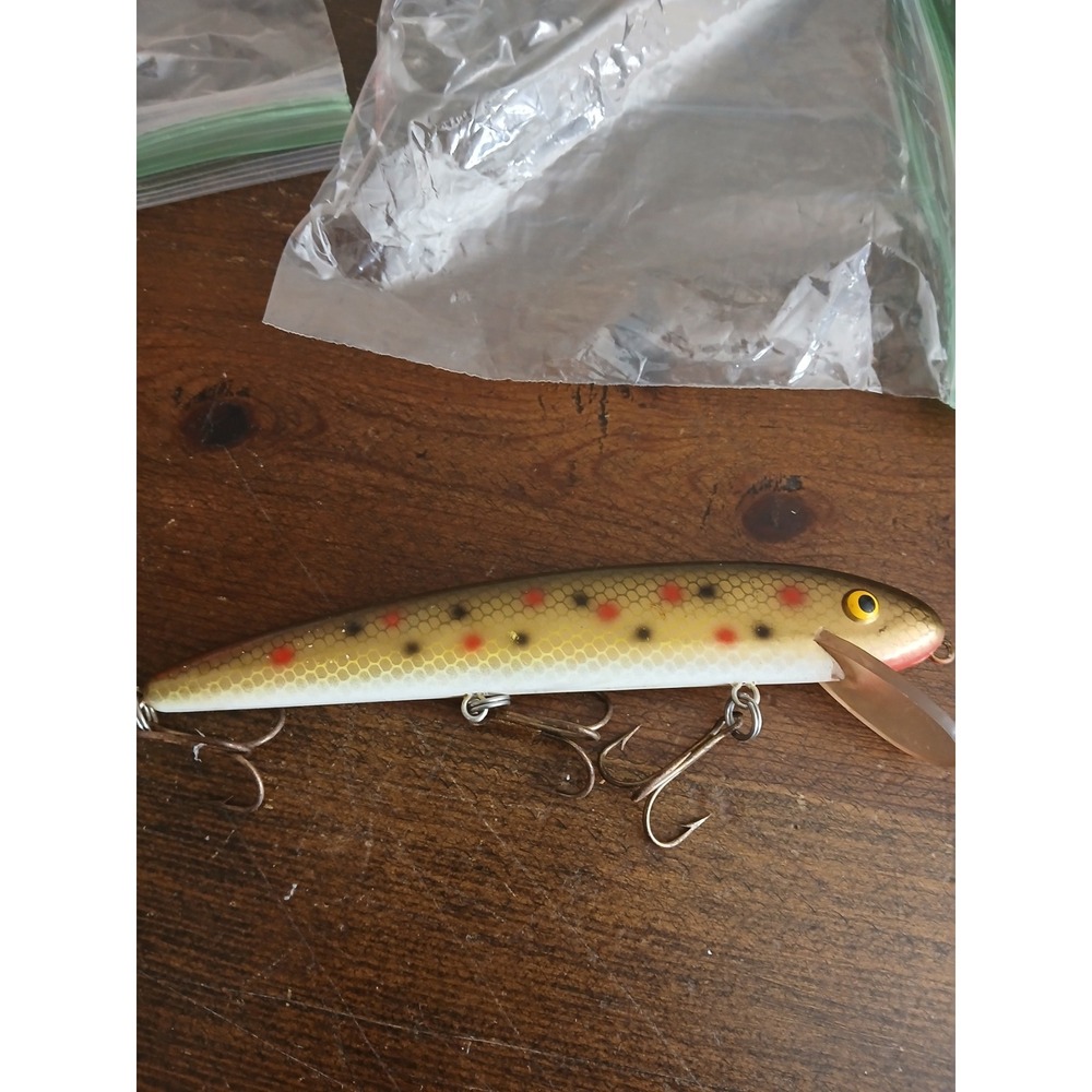 Vintage Grandma Fishing Lure 6 Inch Fishing Lure Black Gold Poka Dots